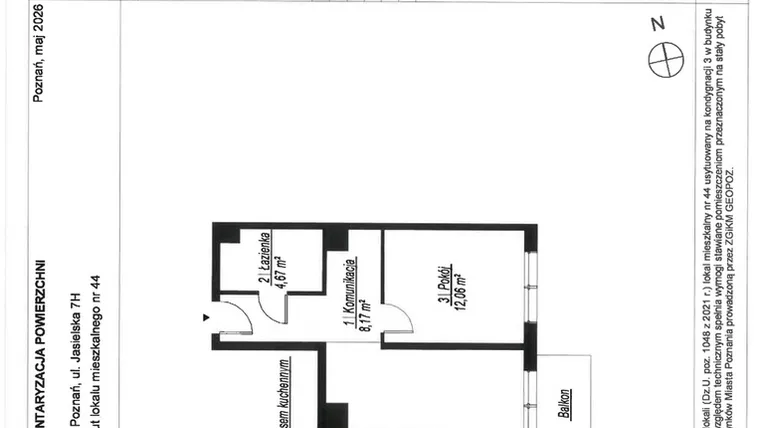 Rzut - Mieszkanie na sprzedaż 2 pokoje o powierzchni 46,3 m² - numer A.3.44 w JA_SIELSKA V