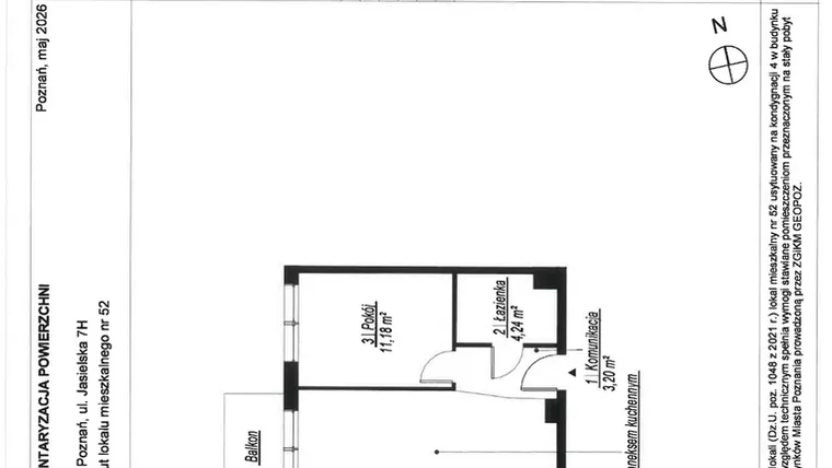 Rzut - Mieszkanie na sprzedaż 2 pokoje o powierzchni 38,81 m² - numer A.4.52 w JA_SIELSKA V