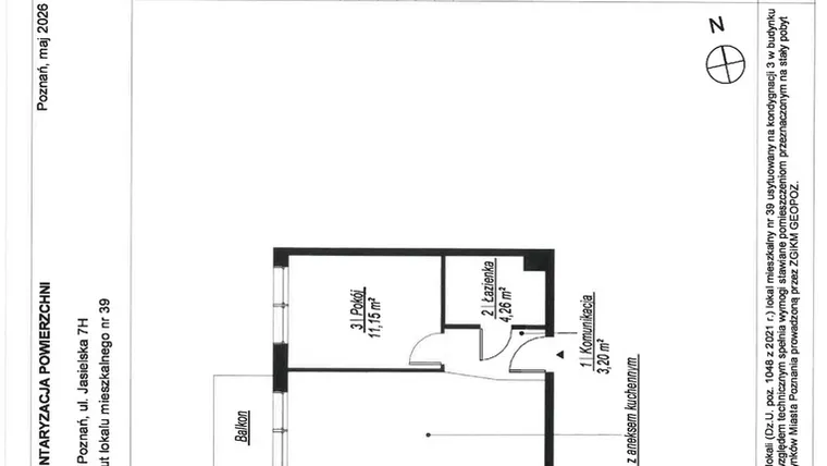 Rzut - Mieszkanie na sprzedaż 2 pokoje o powierzchni 38,97 m² - numer A.3.39 w JA_SIELSKA V