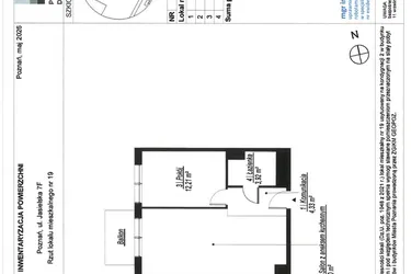 Rzut - Mieszkanie na sprzedaż 2 pokoje o powierzchni 44,36 m² - numer B.2.19 w JA_SIELSKA V