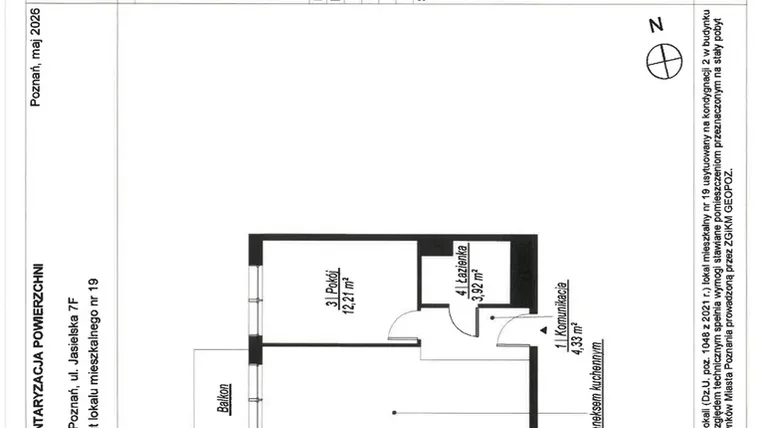 Rzut - Mieszkanie na sprzedaż 2 pokoje o powierzchni 44,36 m² - numer B.2.19 w JA_SIELSKA V