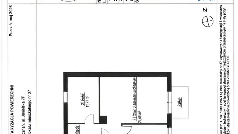 Rzut - Mieszkanie na sprzedaż 3 pokoje o powierzchni 60,71 m² - numer B.5.37 w JA_SIELSKA V