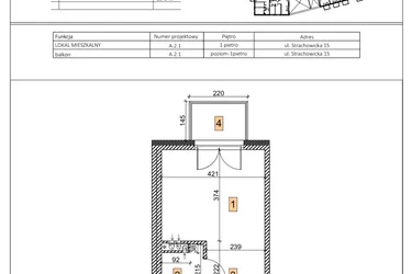 Rzut - Mieszkanie na sprzedaż 1 pokój o powierzchni 24,42 m² - numer A.2.1 w IVY HOUSE - Apartamenty inwestycyjne