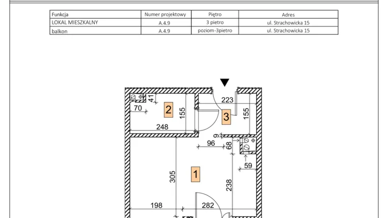 Rzut - Mieszkanie na sprzedaż 1 pokój o powierzchni 23,71 m² - numer A.4.9 w IVY HOUSE - Apartamenty inwestycyjne