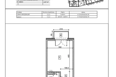 Rzut - Mieszkanie na sprzedaż 1 pokój o powierzchni 26,89 m² - numer C.2.2 w IVY HOUSE - Apartamenty inwestycyjne