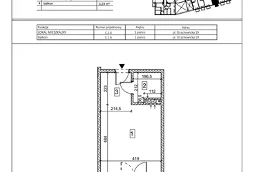 Rzut - Mieszkanie na sprzedaż 1 pokój o powierzchni 28,8 m² - numer C.2.6 w IVY HOUSE - Apartamenty inwestycyjne