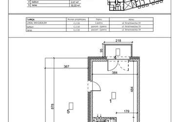 Rzut - Mieszkanie na sprzedaż 1 pokój o powierzchni 28,38 m² - numer C.2.10 w IVY HOUSE - Apartamenty inwestycyjne