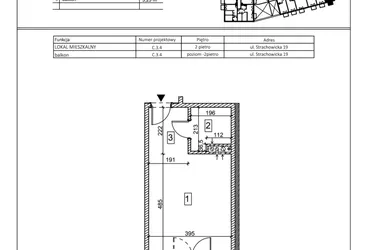 Rzut - Mieszkanie na sprzedaż 1 pokój o powierzchni 27,17 m² - numer C.3.4 w IVY HOUSE - Apartamenty inwestycyjne