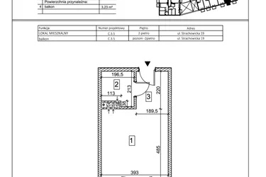 Rzut - Mieszkanie na sprzedaż 1 pokój o powierzchni 27,11 m² - numer C.3.5 w IVY HOUSE - Apartamenty inwestycyjne