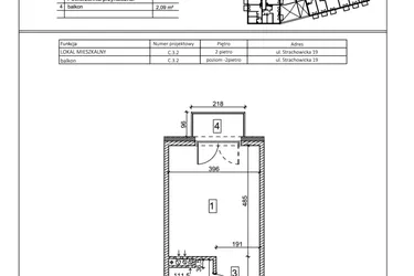 Rzut - Mieszkanie na sprzedaż 1 pokój o powierzchni 27,24 m² - numer C.3.2 w IVY HOUSE - Apartamenty inwestycyjne