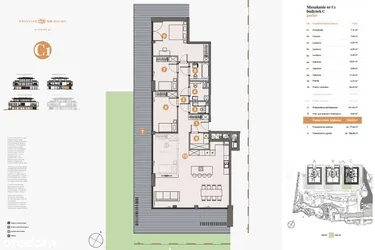 Rzut - Mieszkanie na sprzedaż 4 pokoje o powierzchni 136,52 m² - numer C1 w Przystań Wilhelma