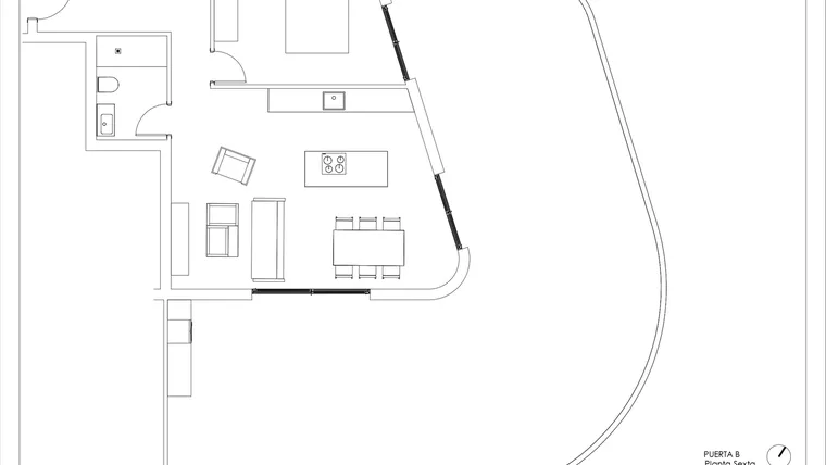 Rzut - Mieszkanie na sprzedaż 1 pokój o powierzchni 172 m² - numer 6-B w Mieszkania w Calpe - 94000145