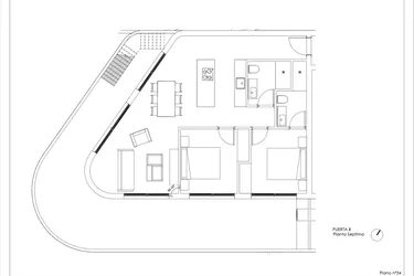 Rzut - Mieszkanie na sprzedaż 2 pokoje o powierzchni 138 m² - numer 7-B w Mieszkania w Calpe - 94000145