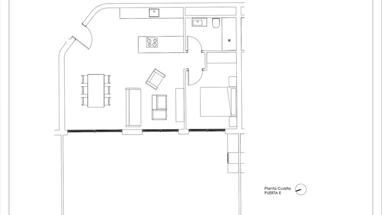 Rzut - Mieszkanie na sprzedaż 1 pokój o powierzchni 112 m² - numer 4-E w Mieszkania w Calpe - 94000145