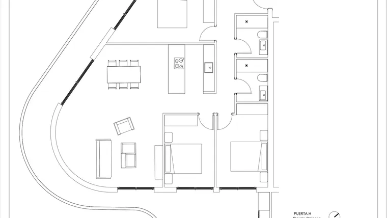 Rzut - Mieszkanie na sprzedaż 3 pokoje o powierzchni 113 m² - numer 1-H w Mieszkania w Calpe - 94000145