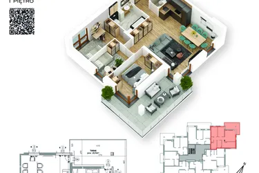 Rzut - Mieszkanie na sprzedaż 4 pokoje o powierzchni 73,3 m² - numer 11 w Villa Park - Etap III