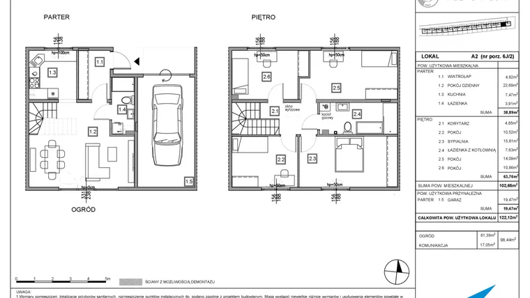 Rzut - Dom na sprzedaż 5 pokoi o powierzchni 122,12 m² - numer A2 w Majewska Domy