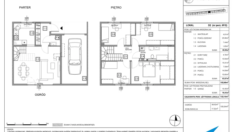 Rzut - Dom na sprzedaż 5 pokoi o powierzchni 122,1 m² - numer D2 w Majewska Domy
