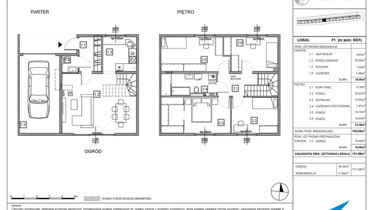 Rzut - Dom na sprzedaż 5 pokoi o powierzchni 121,1 m² - numer F1 w Majewska Domy