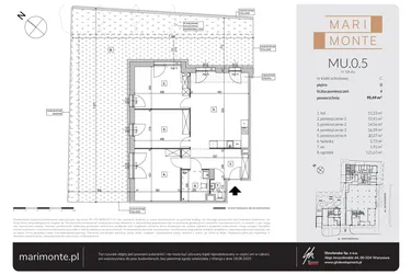 Rzut - Mieszkanie na sprzedaż 4 pokoje o powierzchni 95,49 m² - numer MU.0.5 w Marimonte - lokale inwestycyjne