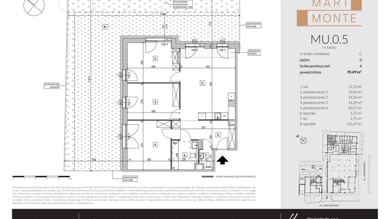 Rzut - Mieszkanie na sprzedaż 4 pokoje o powierzchni 95,49 m² - numer MU.0.5 w Marimonte - lokale inwestycyjne
