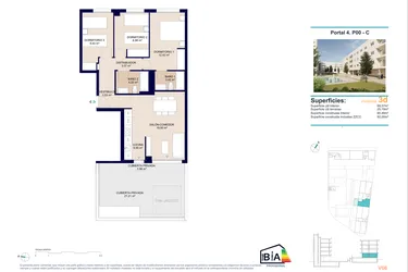 Rzut - Mieszkanie na sprzedaż 3 pokoje o powierzchni 92 m² - numer 0-C w Mieszkania w Alicante - 48158915