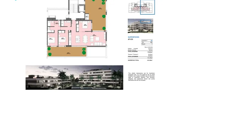 Rzut - Mieszkanie na sprzedaż 3 pokoje o powierzchni 261,01 m² - numer 24 w Penthouse w Torre-Pacheco - 41454562
