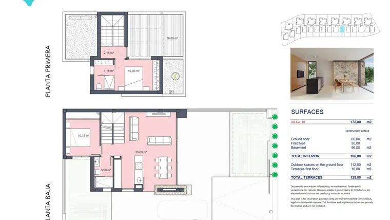 Rzut - Dom na sprzedaż 2 pokoje o powierzchni 186,1 m² - numer 10 w Domy w Torre-Pacheco - 80043249