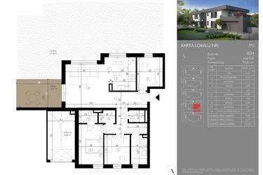 Rzut - Mieszkanie na sprzedaż 4 pokoje o powierzchni 97,81 m² - numer B34.M1 w Leśna Polana