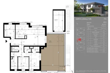 Rzut - Mieszkanie na sprzedaż 4 pokoje o powierzchni 97,26 m² - numer B33.M4 w Leśna Polana