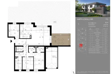 Rzut - Mieszkanie na sprzedaż 4 pokoje o powierzchni 97,81 m² - numer B34.M2 w Leśna Polana