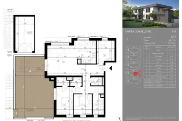 Rzut - Mieszkanie na sprzedaż 4 pokoje o powierzchni 97,26 m² - numer B34.M3 w Leśna Polana