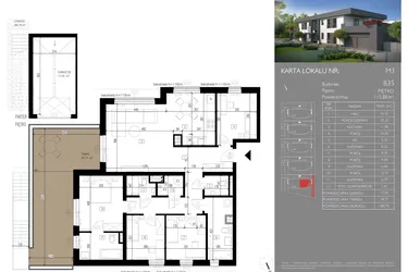 Rzut - Mieszkanie na sprzedaż 4 pokoje o powierzchni 115,88 m² - numer B35.M3 w Leśna Polana