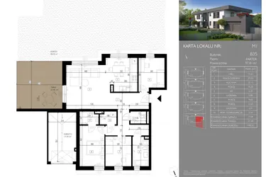 Rzut - Mieszkanie na sprzedaż 4 pokoje o powierzchni 97,81 m² - numer B35.M1 w Leśna Polana