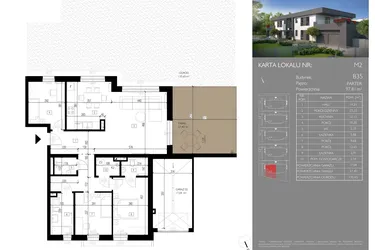 Rzut - Mieszkanie na sprzedaż 4 pokoje o powierzchni 97,81 m² - numer B35.M2 w Leśna Polana