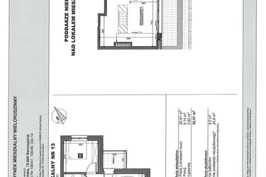 Rzut - Mieszkanie na sprzedaż 2 pokoje o powierzchni 32,97 m² - numer 13 w Słoneczne Świnoujście