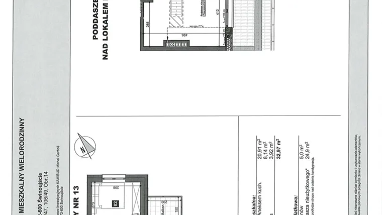 Rzut - Mieszkanie na sprzedaż 2 pokoje o powierzchni 32,97 m² - numer 13 w Słoneczne Świnoujście