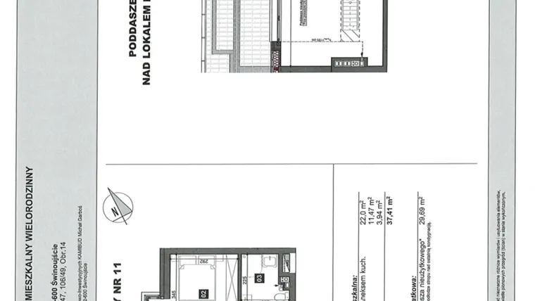 Rzut - Mieszkanie na sprzedaż 2 pokoje o powierzchni 37,41 m² - numer 11 w Słoneczne Świnoujście