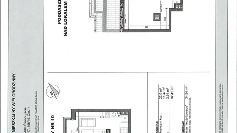 Rzut - Mieszkanie na sprzedaż 2 pokoje o powierzchni 37,41 m² - numer 10 w Słoneczne Świnoujście