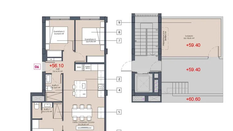 Rzut - Mieszkanie na sprzedaż 3 pokoje o powierzchni 86 m² - numer 2-EA w Mieszkania w Benijófar - 55227804