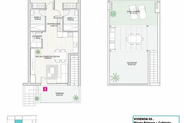 Rzut - Dom na sprzedaż 2 pokoje o powierzchni 70,94 m² - numer 5 w Domy w San Pedro del Pinatar - 34804911