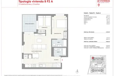 Rzut - Mieszkanie na sprzedaż 2 pokoje o powierzchni 72,94 m² - numer 3-A w Mieszkania w Denii - 47388119