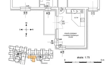 Rzut - Mieszkanie na sprzedaż 3 pokoje o powierzchni 55,56 m² - numer M1 w Osiedle Mała Dziesiąta etap II