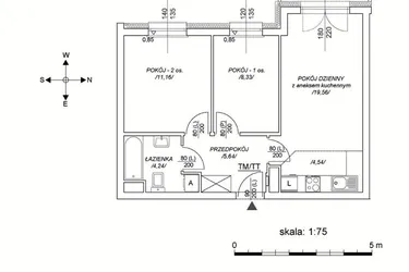 Rzut - Mieszkanie na sprzedaż 3 pokoje o powierzchni 48,93 m² - numer M11 w Osiedle Mała Dziesiąta etap II