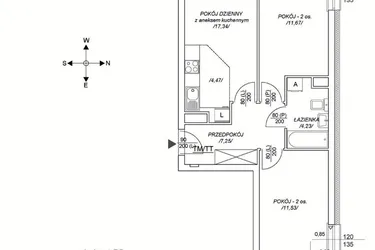 Rzut - Mieszkanie na sprzedaż 3 pokoje o powierzchni 52,02 m² - numer M13 w Osiedle Mała Dziesiąta etap II