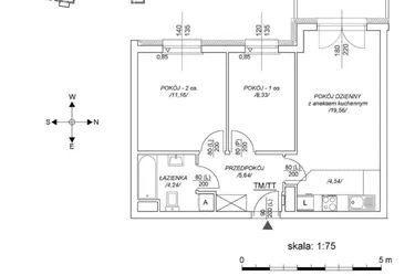 Rzut - Mieszkanie na sprzedaż 3 pokoje o powierzchni 48,93 m² - numer M18 w Osiedle Mała Dziesiąta etap II