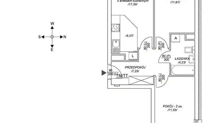 Rzut - Mieszkanie na sprzedaż 3 pokoje o powierzchni 52,02 m² - numer M20 w Osiedle Mała Dziesiąta etap II