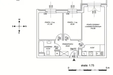 Rzut - Mieszkanie na sprzedaż 3 pokoje o powierzchni 48,93 m² - numer M25 w Osiedle Mała Dziesiąta etap II