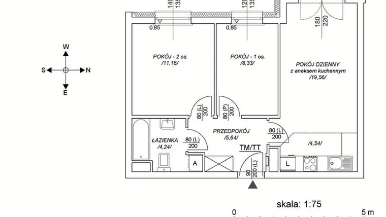 Rzut - Mieszkanie na sprzedaż 3 pokoje o powierzchni 48,93 m² - numer M25 w Osiedle Mała Dziesiąta etap II