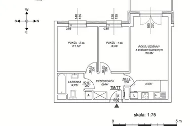 Rzut - Mieszkanie na sprzedaż 3 pokoje o powierzchni 48,87 m² - numer M3 w Osiedle Mała Dziesiąta etap II